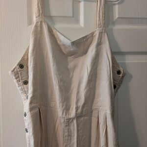 American Eagle Outfitters Cream Linen Jumpsuit